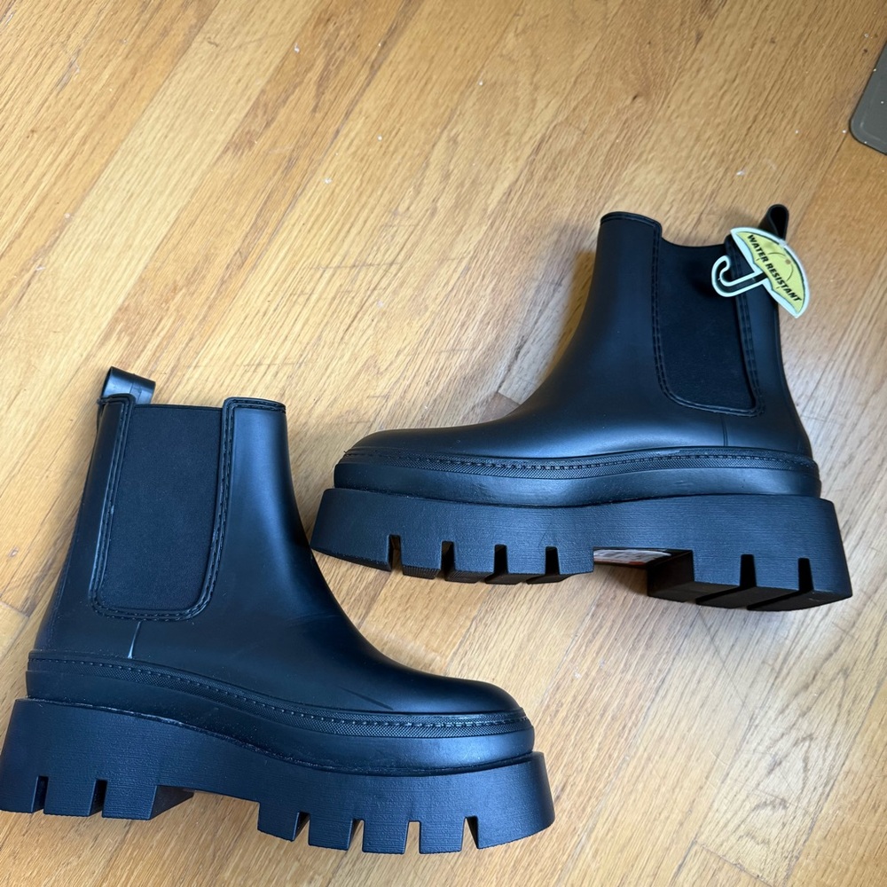 Jeffrey Campbell Rain-Storm Lug Sole Platform rain boots black